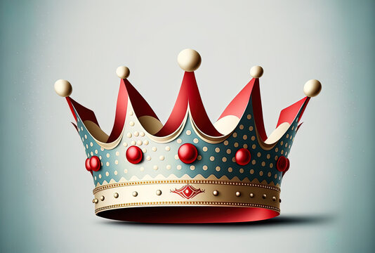 illustration of a crown with a red ribbon with polka dots. Generative AI