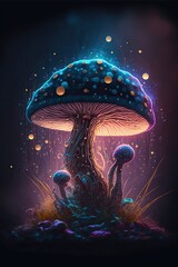 Magical mushroom in the forest. BGenerative ai. 