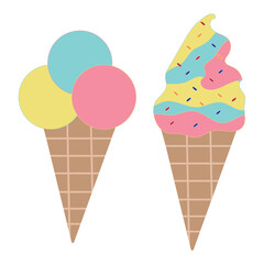 Set of delicious ice cream isolated on white background.