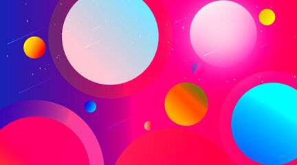 abstract background with colorful space comets and planets