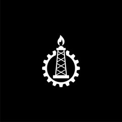 Oil rig flat graphic icon isolated on dark background
