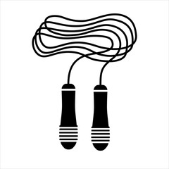 Skipping rope icon. Fitness sport symbols. Silhouette skipping rope on a white background. Graphic black white sketch sports Equipment. Vector Illustration