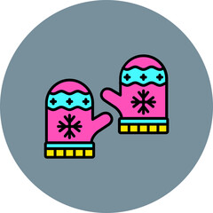 Winter Gloves Multicolor Circle Filled Line Icon