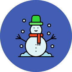 Snowman Multicolor Circle Filled Line Icon