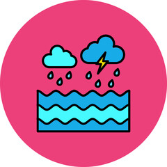 Sea Storm Multicolor Circle Filled Line Icon