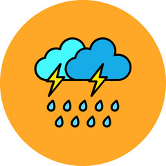 Rain Storm Multicolor Circle Filled Line Icon