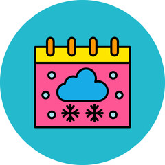 Winter Multicolor Circle Filled Line Icon