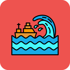 Obraz premium Tsunami Multicolor Round Corner Filled Line Icon