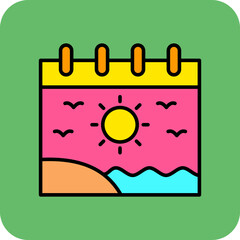Summer Multicolor Round Corner Filled Line Icon