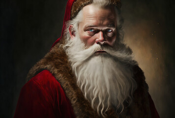 Man in Santa Claus outfit in a portrait. Generative AI