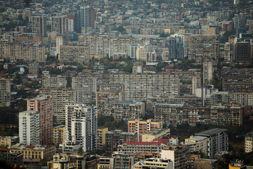 Fototapeta na wymiar view of high-rise buildings, modern tbilisi