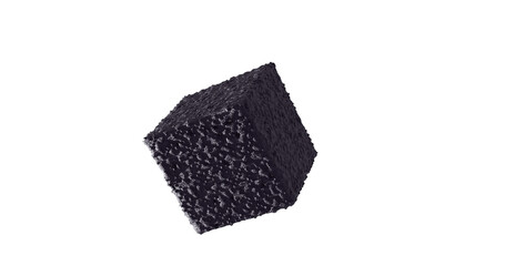 3d cube with rough black texture, design element, 3d rendering isolate transparent