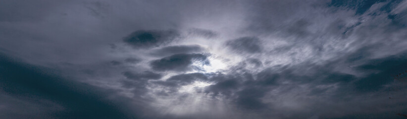 Obraz premium Beautiful bright autumn rising sky with clouds. 