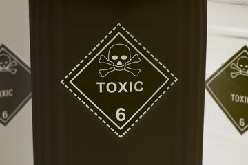 The toxic symbol on chemical products, dangerous chemicals in industry