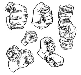 Hands making fists | vector illustration set