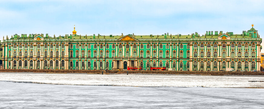Russia Saint Petersburg Palace embankment and building of the Winter Palace