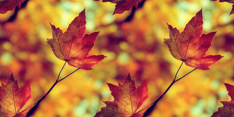 Obraz premium Abstract seamless autumn leaves background, generative ai
