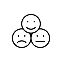 Happy, neutral and sad emoji icon. Icon set vector illustration in outline style
