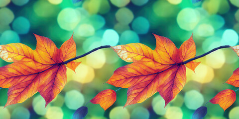 Fototapeta na wymiar Abstract seamless autumn leaves background, generative ai