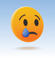 Naklejka premium Sad face emoji. 3d vector
