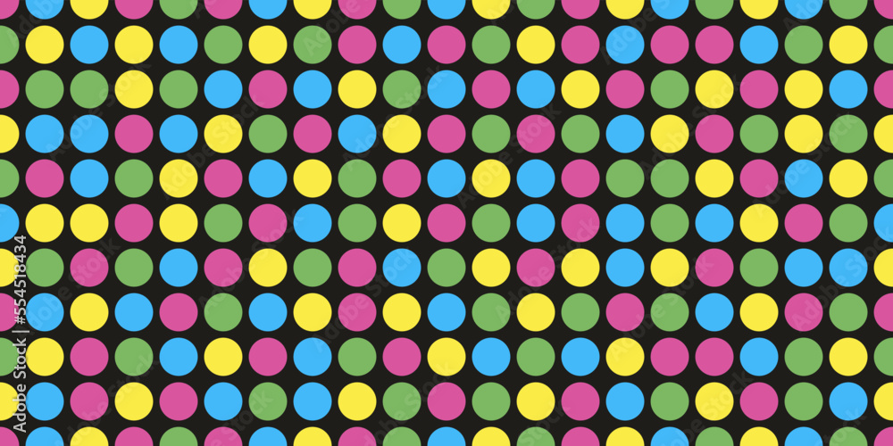 Poster Pattern of colored dots. Mosaic simple pattern from a regular grid dot. For print and interior, stylish decoration.