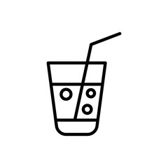 Black single soft drink line icon, simple outline clear refreshment flat design pictogram, infographic vector for app logo web button ui ux interface elements isolated on white background