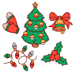 Fototapeta premium Seamless Christmas patterns on a white background.