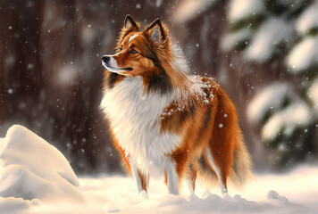 Naklejka premium Crystal stands out in the snow. Generative AI