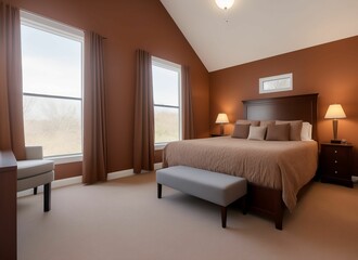 Fototapeta na wymiar Beautiful interior design of modern and cozy bedroom