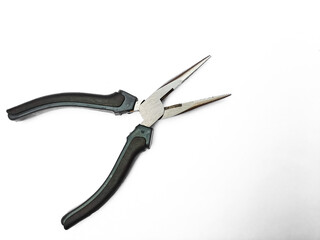 Pliers isolated on white background. cutter pliers Copy space 