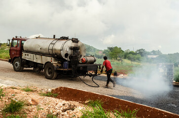 Applying Asphalt to a Roadway 