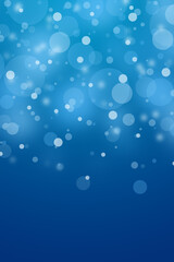abstract blue blur bokeh snow background with copy space