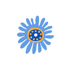 Colorful doodle floral element, inspired Ukrainian naive folk art good for decorating