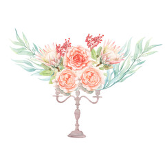 Watercolor Spring Easter Birds Peonies Roses Blush Cake Wedding Eucalyptus Rabbit Candelabra Bouquets Shabby Chic