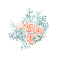 Watercolor Spring Easter Birds Peonies Roses Blush Cake Wedding Eucalyptus Rabbit Candelabra Bouquets Shabby Chic