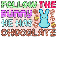 Follow the bunny he has chocolate, Easter Sublimation Design