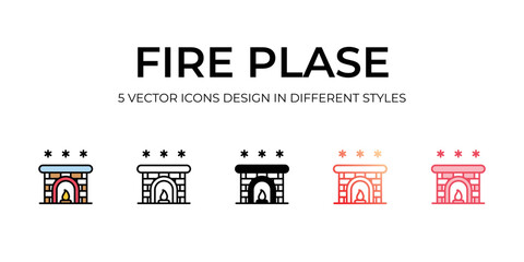 Fireplace icons with white background.