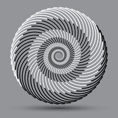 Circle with curved lines in spiral. Abstract modern art lines background. Yin and Yang symbol.