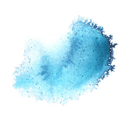 Blue Watercolor flow blot drops Painting colors. Abstract texture stain on Png tranparent background.