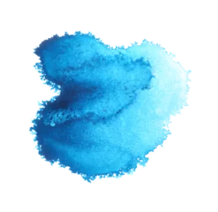 Meubelstickers Blue Watercolor flow blot drops Painting colors. Abstract texture stain on Png tranparent background. © Liliia