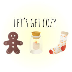 cute set with cozy things for a cozy tea party and reading