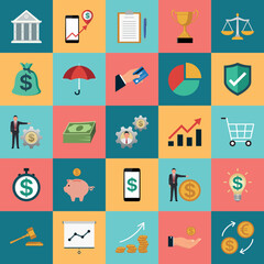 Business And Finance Flat Design Icon Set