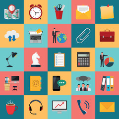 Business And Workspace Flat Design Icon Set