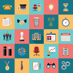 Business And Office Flat Design Icon Set