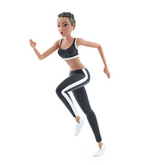 3d sporty character woman running