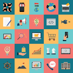 Business And Marketing Flat Design Icon Set