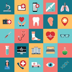 Healthcare And Medical Flat Design Icon Set