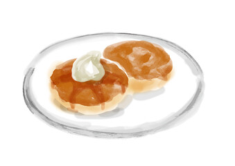 パンケーキの手描きイラスト