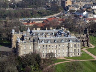 The Palace of Holyroodhouse from Holyrood Park, Edinburgh.