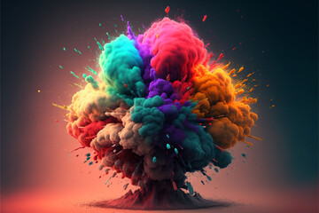 abstract fantasy pigment rainbow colors explosion powder background,generative ai.